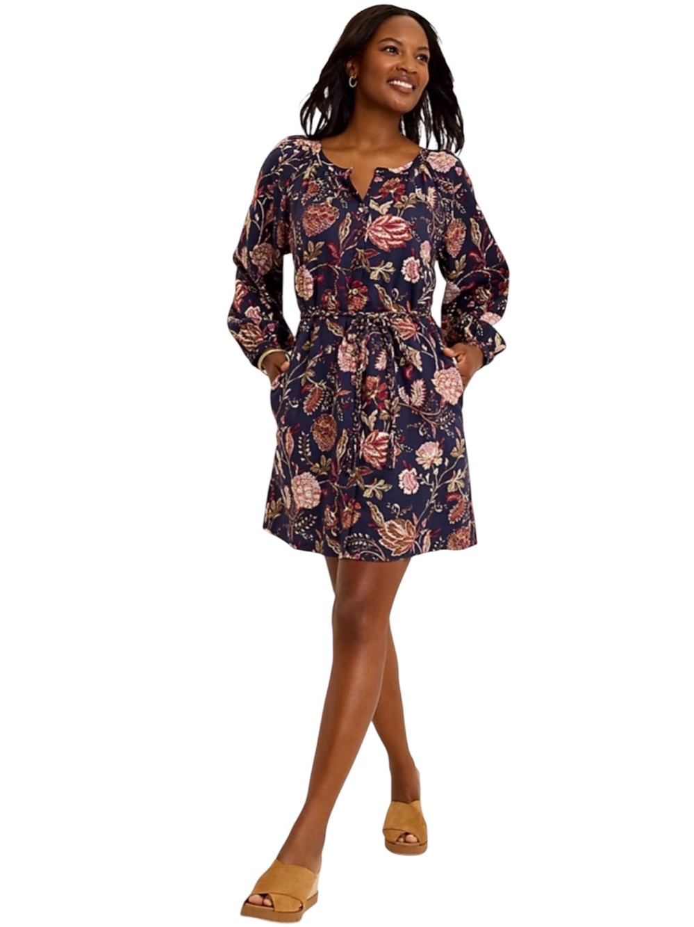 NWT Tommy Bahama XS Exquisite Bloom Long Shirt Sleeves Dress Linen Blend Floral
